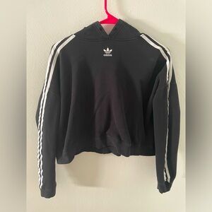 Adidas Crop Top Sweatshirt Hoodie Black White Size Large